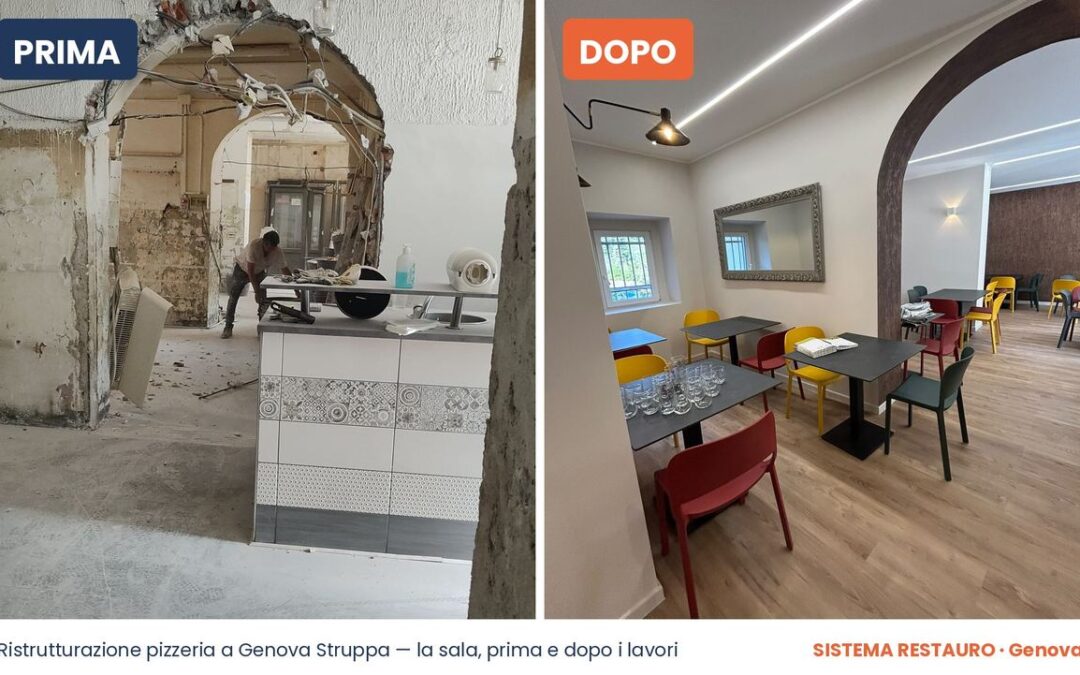 Ristrutturazione pizzeria a Genova Struppa: cinquanta giorni d’estate per un sogno